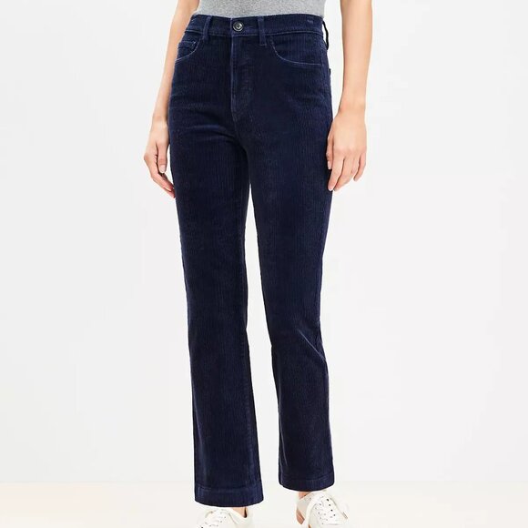 LOFT Modern Straight Dark Blue Corduroy Pants Size 26/2 - Picture 1 of 10